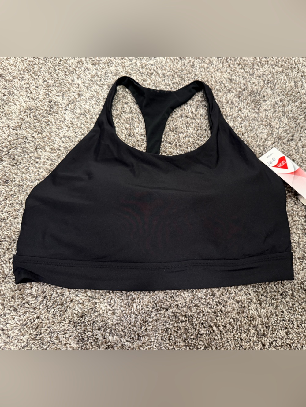 CALIA Skinny Racerback Bikini Swim Top Women's L Black NWT $48 Medium Support